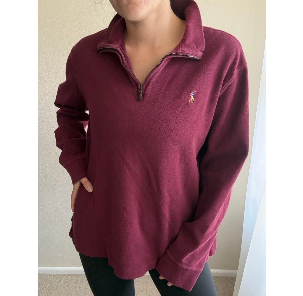 Polo Ralph Lauren Estate Rib Knit Quarter Zip burgundy preppy collegiate fall